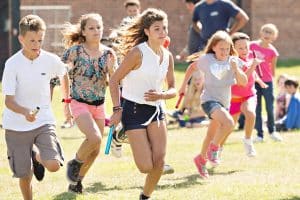 A group of children running